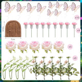 38 Pcs Fairy Cake Toppers Garden Topper Fairy Cake Decoration Pink Mushroom Butterfly Flowers Dessert Decoration For Birthday Baby Shower Party Favors