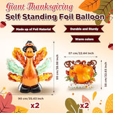4pcs Giant Fall Thanksgiving Foil Balloons 3.25ft Turkey Pumpkin for Autumn Party Decor