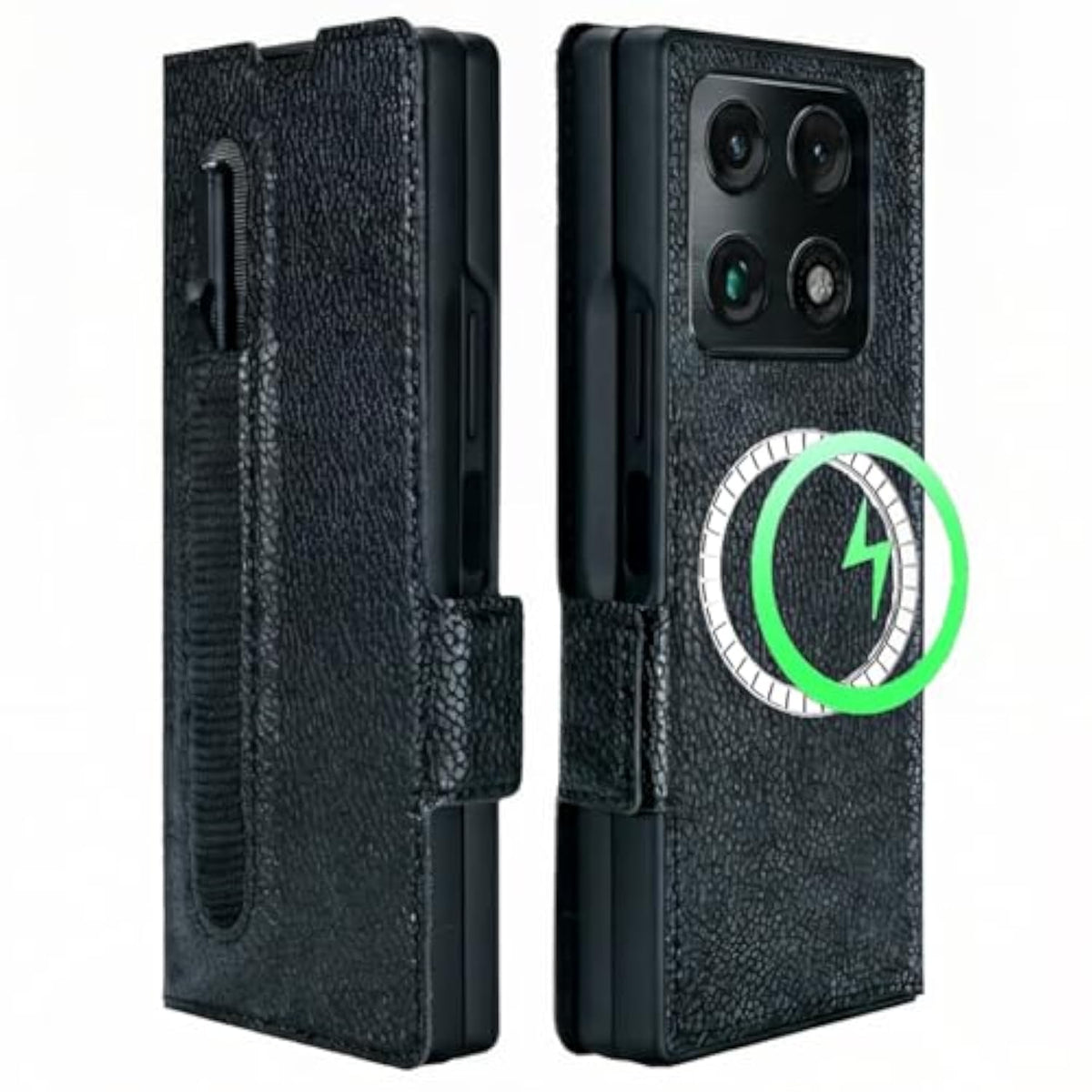 Motorola Moto Razr Fold Luxury Leather Wallet Case with Pen Holder and Card Slots, Compatible with MagSafe, Moto Pen Ultra Slot, RFID Blocking, Magnetic Slim Phone Cover