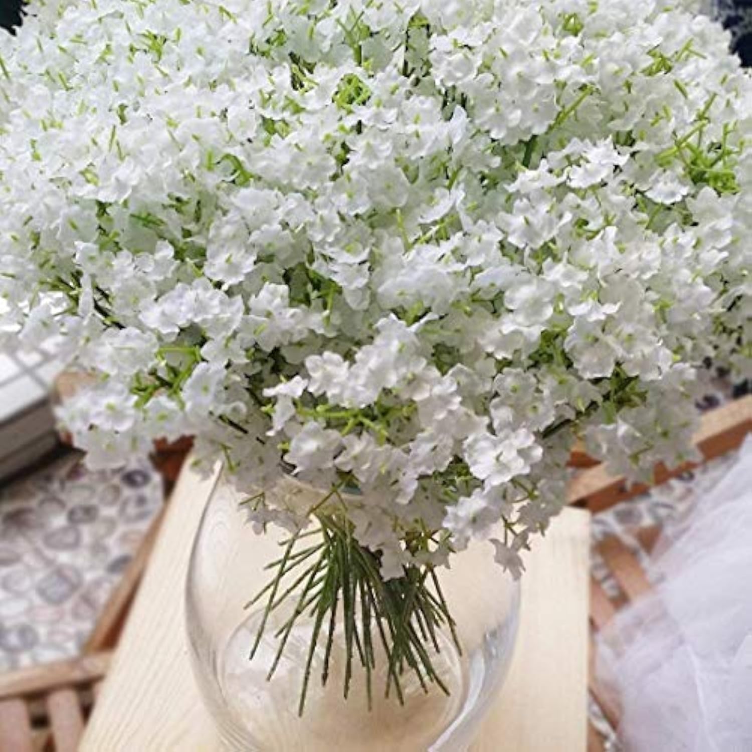 Baby Breath Gypsophila White Fake Artificial Flowers For Arrangements Diy, Wedding Bridal Bouquets, Centerpieces Party Home Decorations- 20Pc