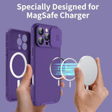 Magnetic Case For Iphone 16 Pro Case, Iphone 16 Pro Camera Protection Case [Support Magsafe Charging] With Slide Lens Cover,Slim Shockproof Case For Iphone 16 Pro 6.3" Purple