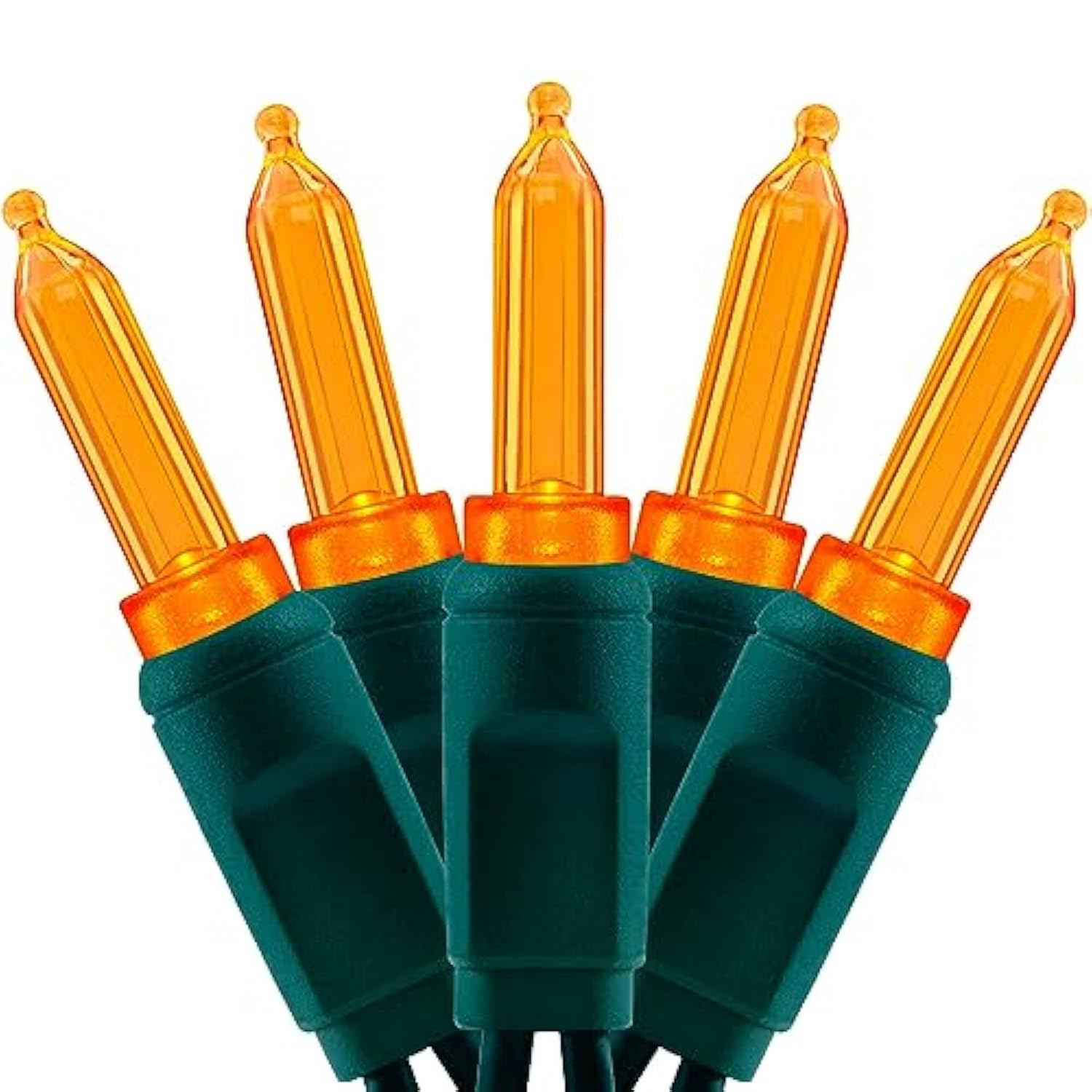 100 Orange One-Piece T5 Led Christmas Lights, 33 Ft High Waterproof Ul Certified Green Wire String Lights (Orange)