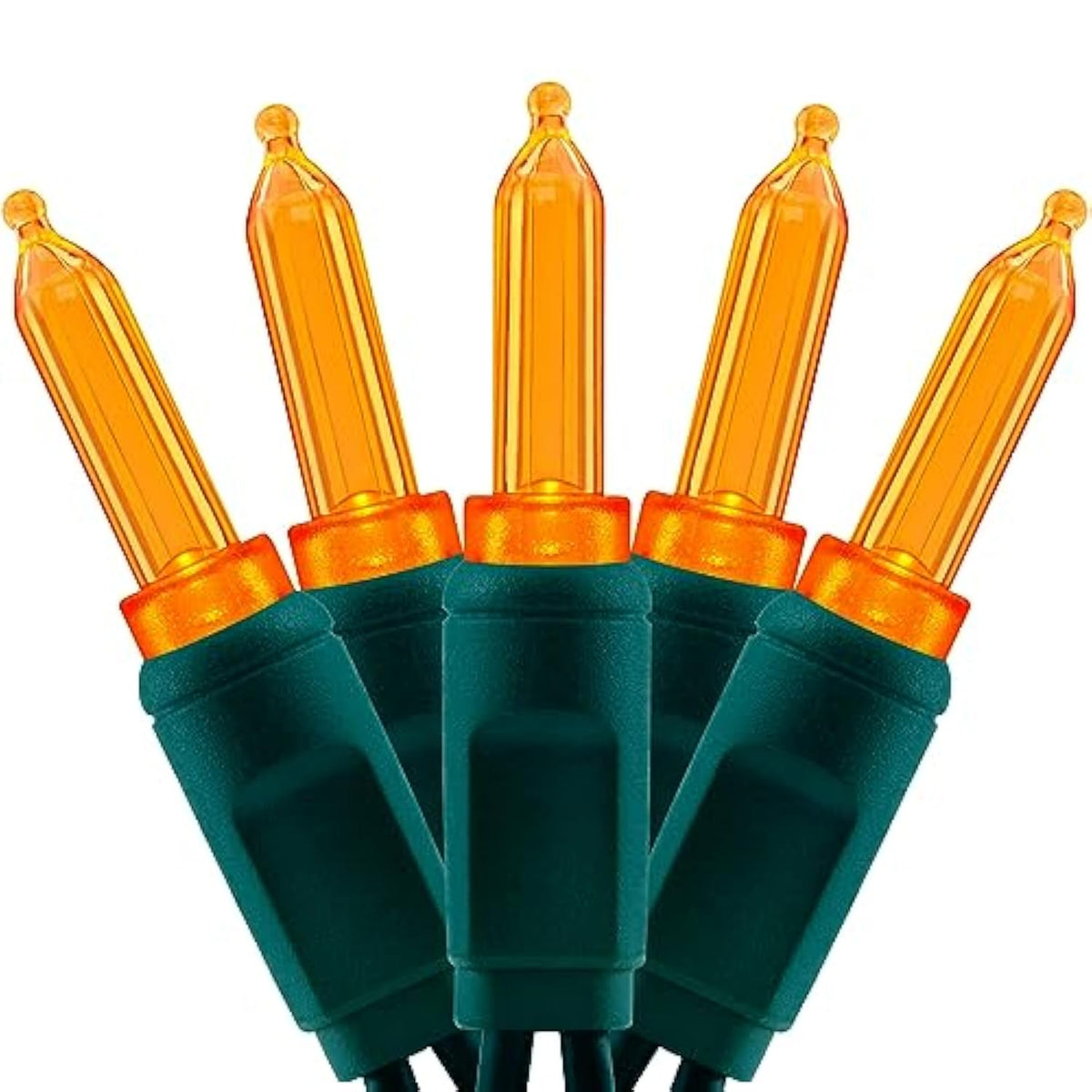 100 Orange One-Piece T5 Led Christmas Lights, 33 Ft High Waterproof Ul Certified Green Wire String Lights (Orange)