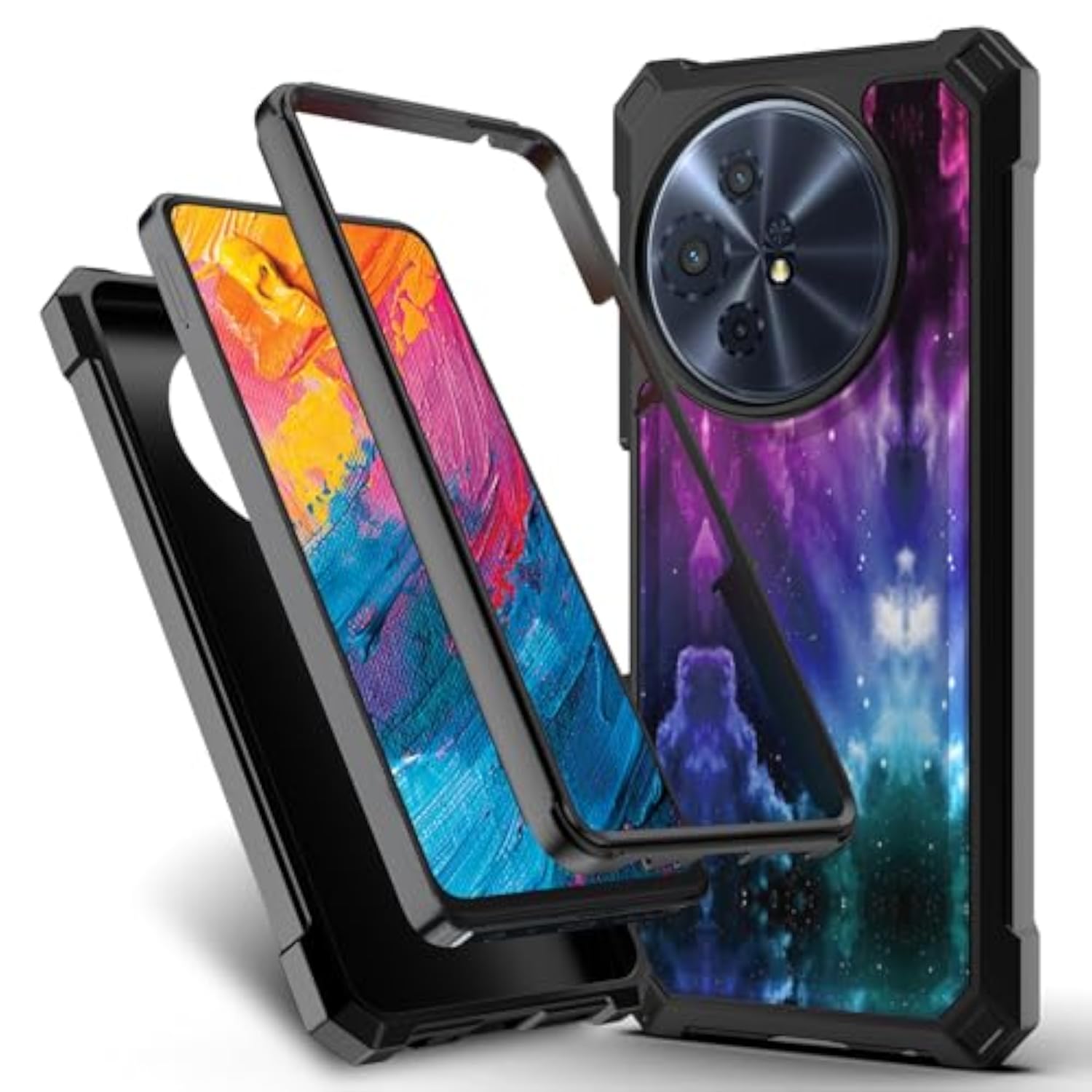 TCL 50 XL 5G Phone Case with Built-in Screen Protector and Dual Layer Shockproof Protection for Men and Women, Blue Star Galaxy Color, Military-Grade Full-Body Protective Cover