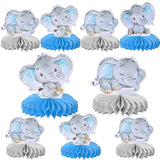6PCS Blue Elephant Honeycomb Table Centerpieces, "It's a Boy" Baby Shower Decor