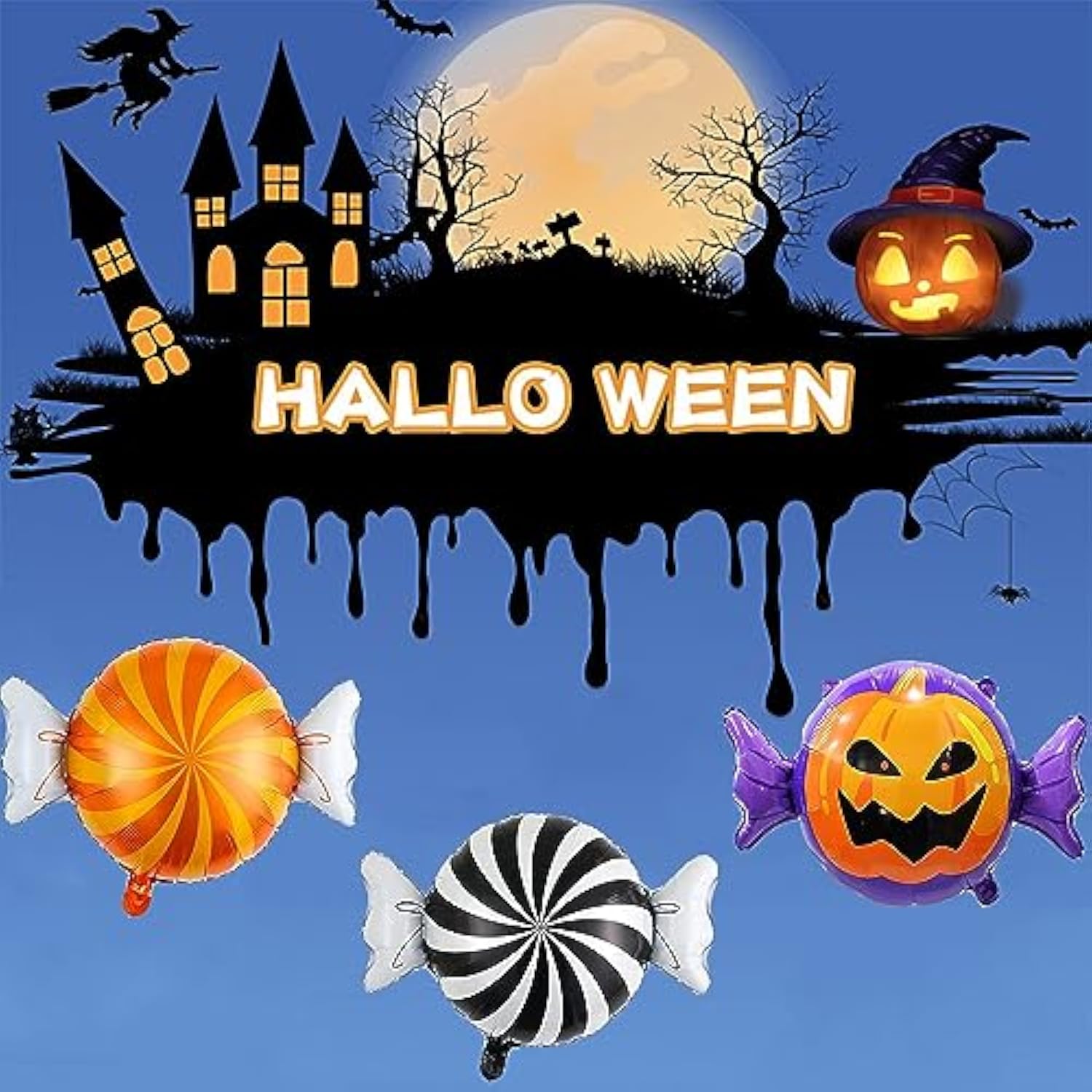 Halloween Foil Balloons: Pumpkin & Candy Party Decorations