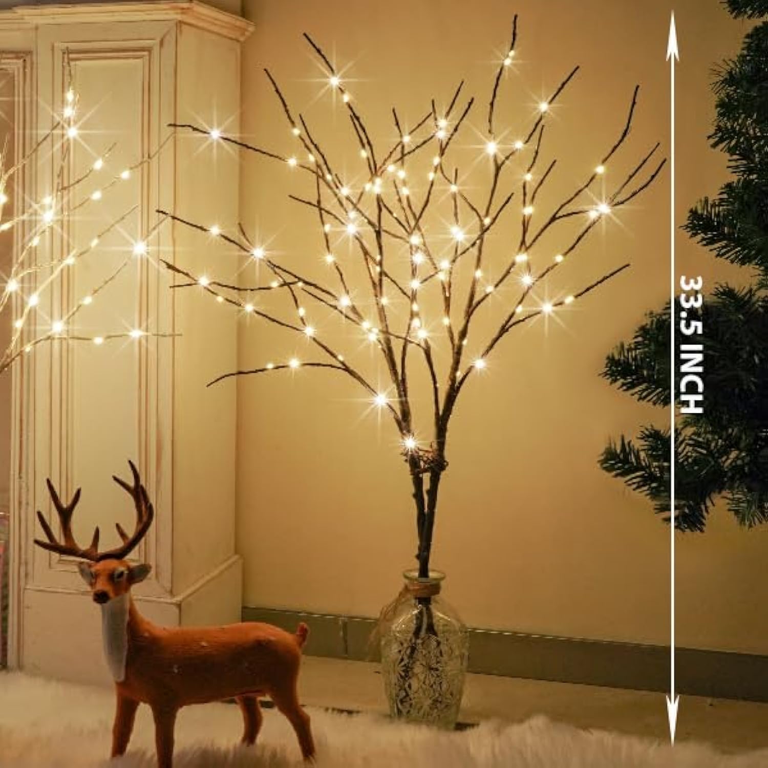 Lighted Branches For Vases Prelit Branches 33In 100 Led Fairy Lights Battery Operated Lighted Twigs Branches For Xmas Ch