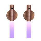 2 Pack Walnut Night Lights With Motion Sensor & Rgb Touch Control | Usb-C Rechargeable Wood Wall Sconces Set For Bedroom Pair, Hallway, Staircase, Bathroom Vanity (Luxury Bundle)