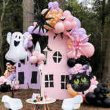 95Pc Halloween Balloon Arch Kit – Pink Black Purple with Bat & Ghost Balloons