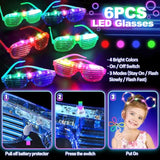 130Pcs Glow In The Dark Party Supplies For Kids Adults, Light Up Party Favors With Led Glasses, Headbands, Finger Lights, Glow Sticks, Temporary Tattoos, Neon Face Body Paint For Halloween, Birthdays