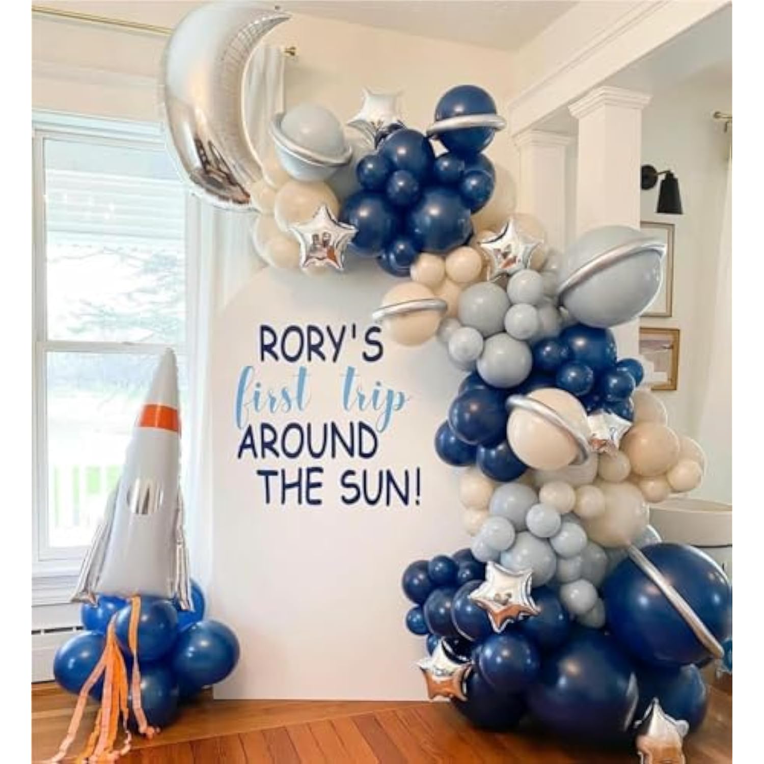 141pcs Blue, White & Silver Balloon Garland Kit for Birthday and Wedding Decor