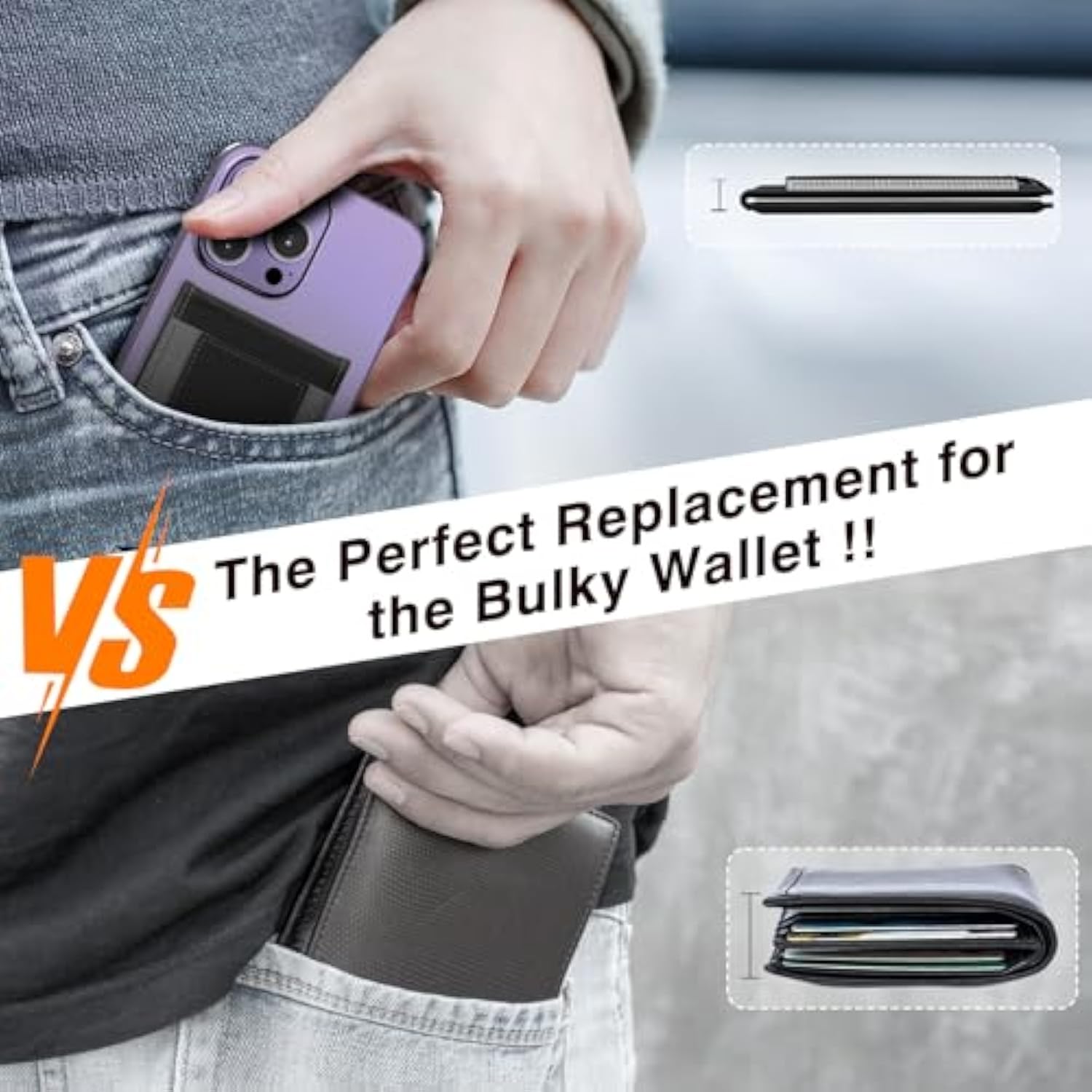 Mag-Safe Wallet Folding Magnetic Card Holder For The Back Of Iphone, N52 Stronger Magnetic Attraction Mag-Safe Wallet Case For Series Of Iphone 15/14/13/12 Pro And Promax,Black