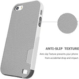 Case For Iphone Se (1St Gen - 2016), Case For Iphone 5S With 2 Pack Tempered Glass Screen Protector, Contrasting Colors Ultra Slim One-Piece Anti-Slip Rugged Soft Tpu Bumper Shockproof Case - Gray
