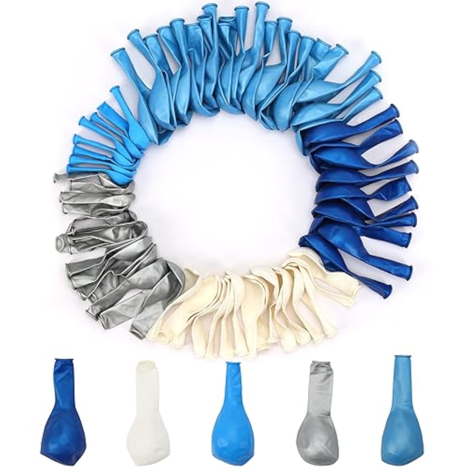 Blue Balloon Garland Kit – 144pcs Blue, White & Silver Balloons for Party Decorations