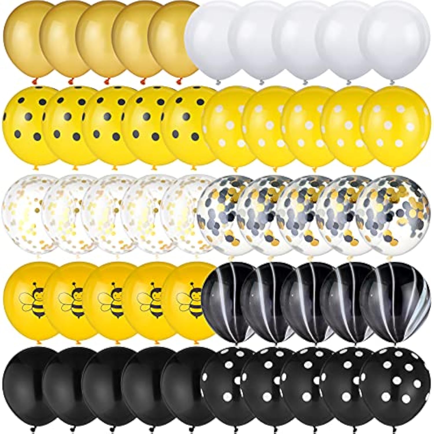 100 Pcs Bee Balloons Decorations Kit Happy Bee Day Dots Balloon Confetti Black Yellow Latex Favor For Birthday Party Decoration