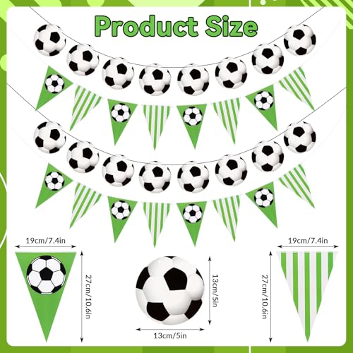4 Pcs Soccer Banner Garland, Soccer Pennant Bunting Flag for Boys Girls Sports Ball Birthday Party Decorations