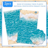 Beach Party Tablecloth Summer Birthday Decorations 2Pcs Ocean Waves Table Covers Pool Party Table Decorations For Hawaiian Theme Baby Shower Supplies