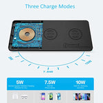 Wireless Charging Pad, Ultra-Slim Triple Charger Station For Multiple 3 Devices & New Airpods Ultra Slim Pu Leather Wireless Charging Mat W/Ac Adapter For Smartphone Phone (Black)