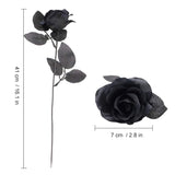 10Pcs Black Roses Artificial Flowers With Stems, Faux Silk Flowers Bridal Gothic Wedding Bouquet, Realistic Blossom Flora For Home, Office, Hotel Decorations