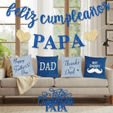 Pre-Strung Feliz Cumpleaños Papa Banner Decorations Blue Glitter Happy Birthday Dad Daddy Cake Topper Spanish Mexican Father'S Day Party Blue Glitter For Home Celebrate No Diy