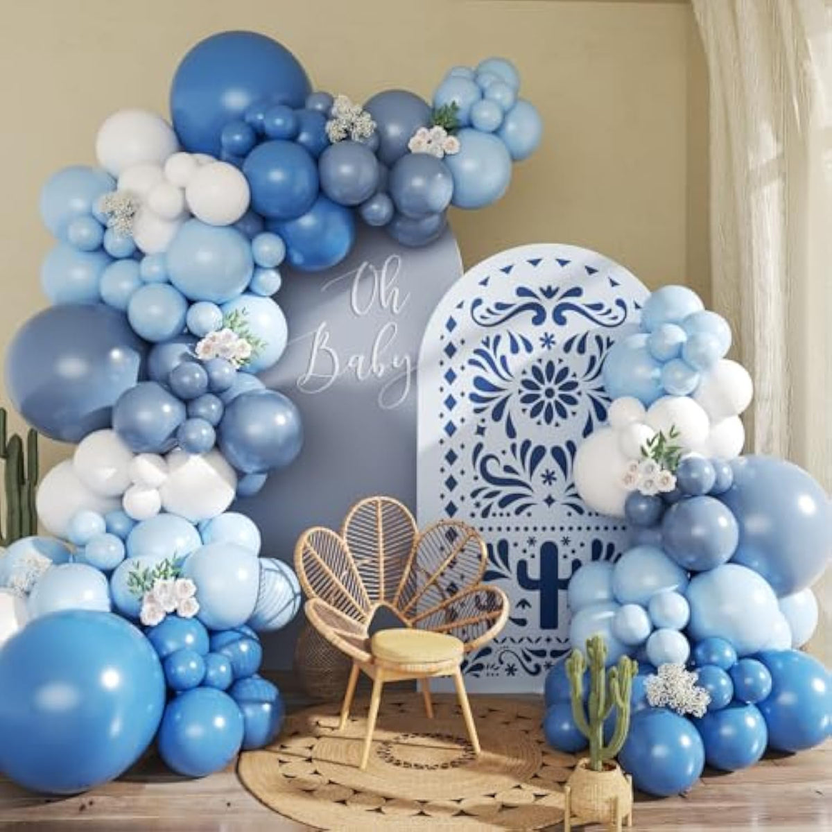Dusty Blue Balloon Arch Kit,145Pcs Denim Light Blue And White Balloons Garland Kits For Birthday Baby Shower Gender Reveal Bridal Wedding Party Decorations