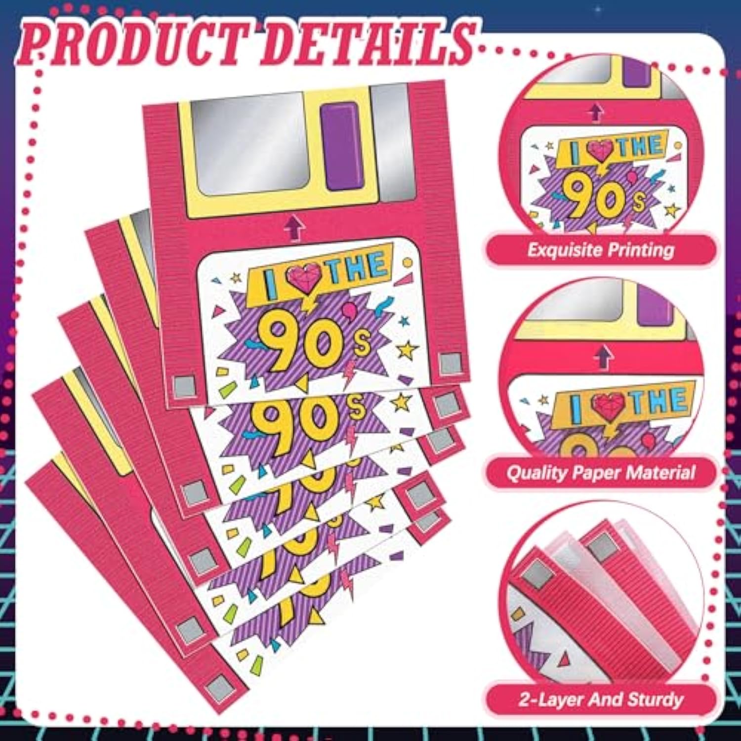 100 Pcs 90'S Paper Cocktail Napkins Disposable Back To 50'S 80'S 90'S Luncheon Napkin For Retro 1950S 1980S 1990S Hip Hop Sock Hop Rock Roll Birthday Party Supplies Decorations