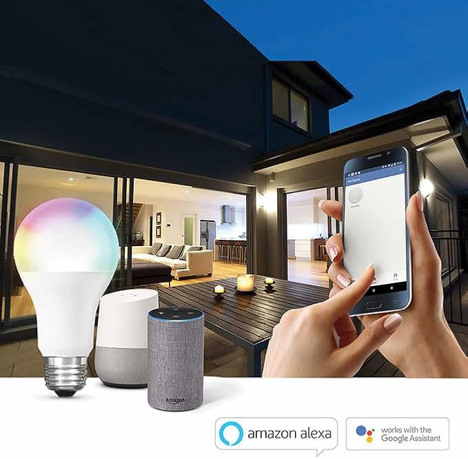 A19 Smart Color Changing LED Bulb 4 Pack 9W 60W Replacement E26 Works with Alexa Google