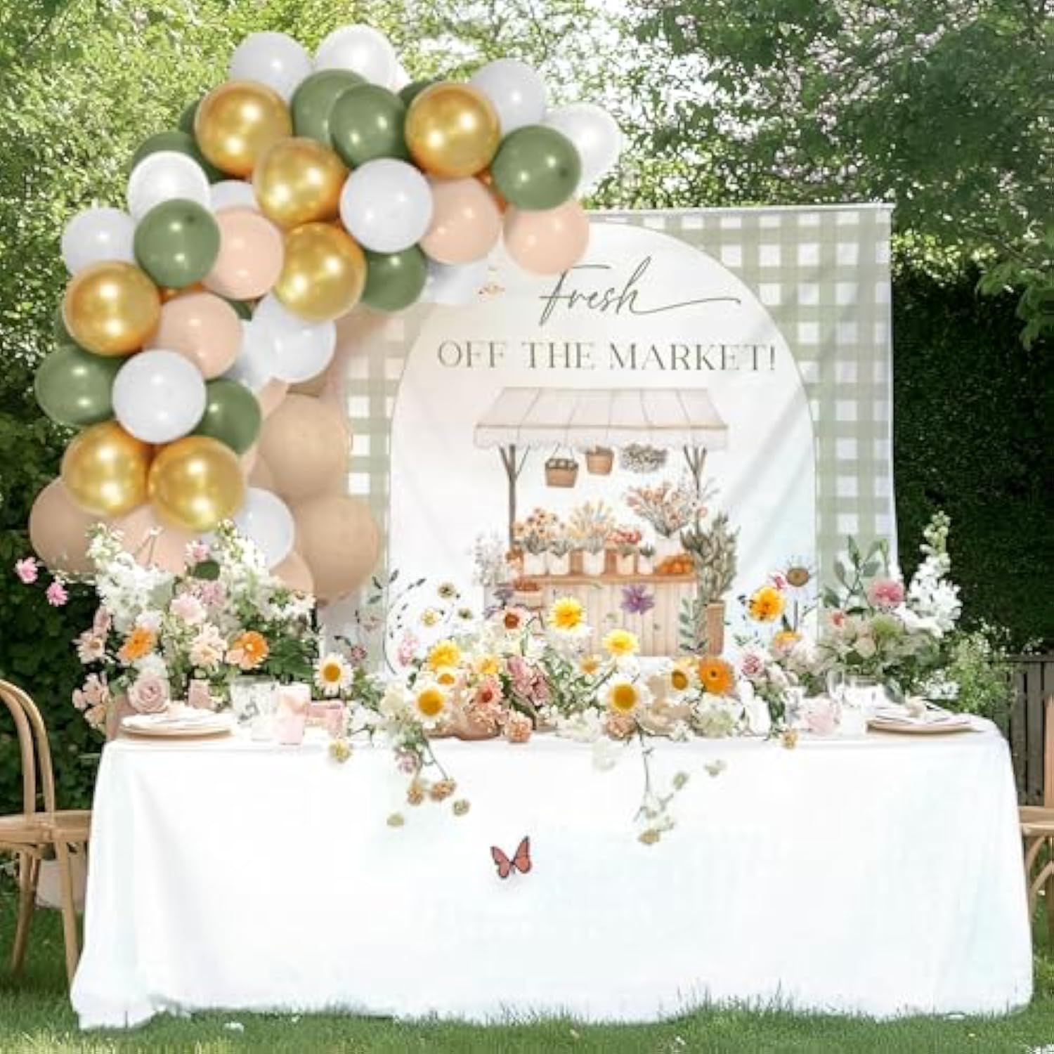 She's Fresh Off the Market Backdrop for Wildflower Bridal Shower & Bachelorette
