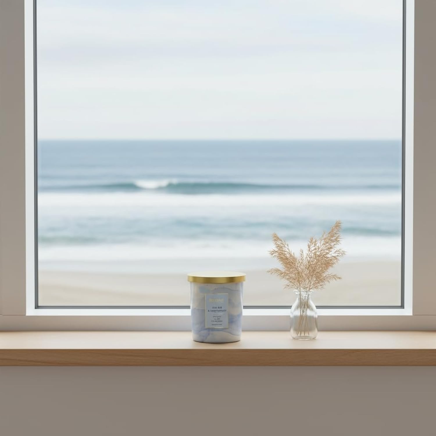 Bellevue Luxury Fragranced Candle, 12 Oz, Soy Blend Wax,Essential Oils, Long-Lasting Burn, Home Fragrances, Aromatherapy Home Scented Candles Scent: Sea Air & Driftwood