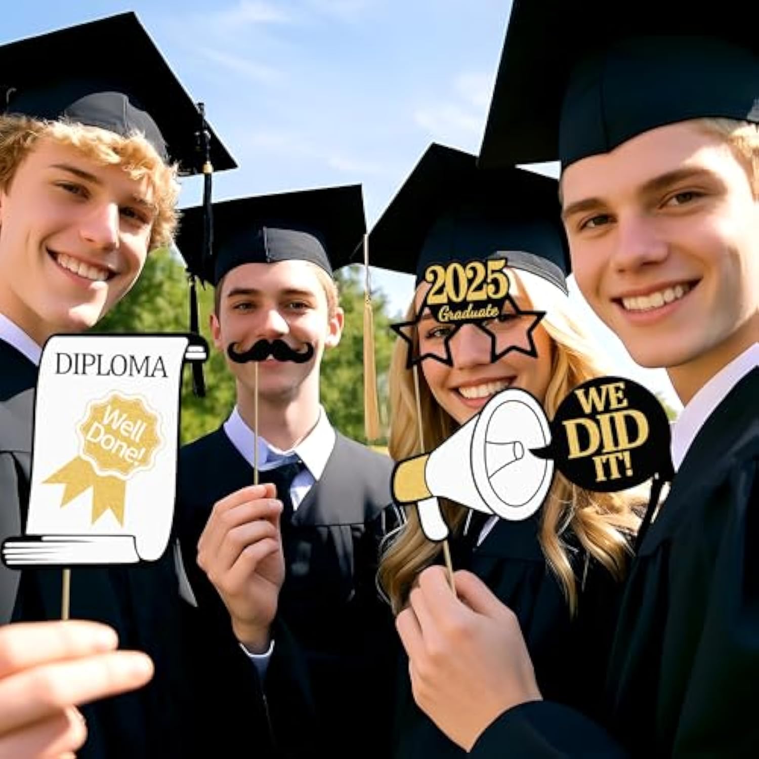 Grad Party Graduations 2025, 25Pcs Graduation Photo Props, 2025 Graduation Decorations Photo Booth Props, Funny Grad Party Photo Selfie Decoration 2025 For High School University