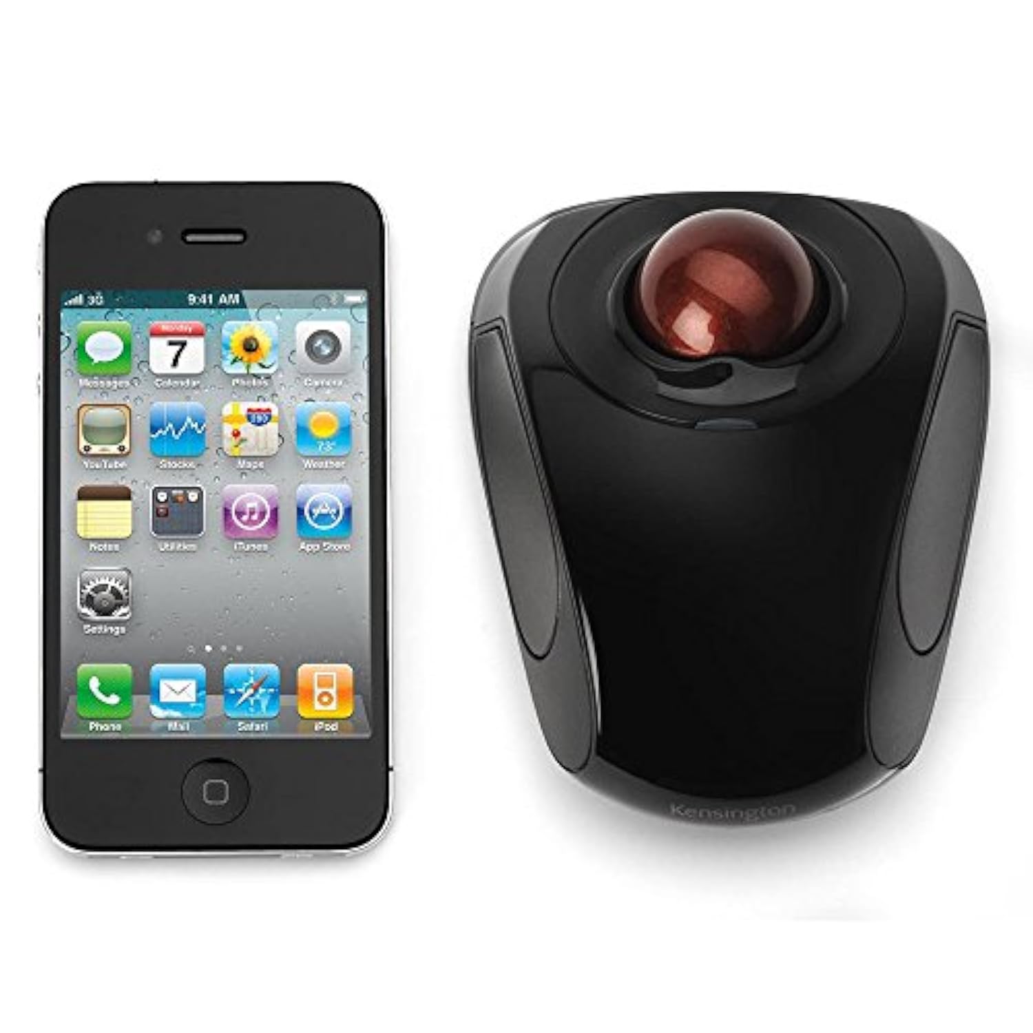 Kensington Orbit Wireless Mobile Trackball, 2.4 Ghz Frequency/30 Ft Wireless Range, Left/Right Hand Use, Black/red