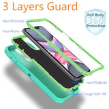 Durable 3-Layer Shockproof Phone Case for iPhone 11, Aqua Blue and Lime Green, Heavy Duty Protection, Drop Proof, Dust-Proof, Compatible with Apple iPhone 11 6.1"