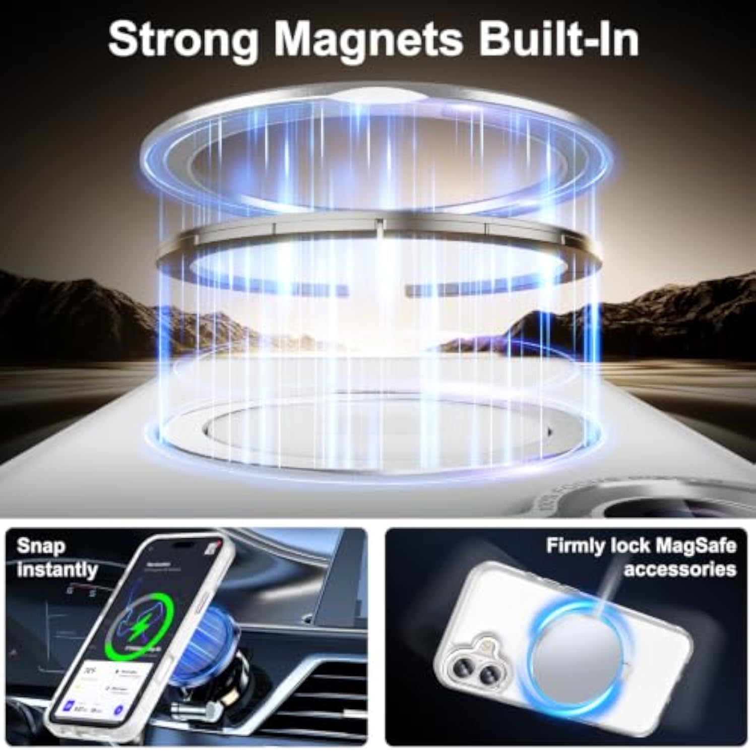 Frosted White Magnetic Ring Stand Case for iPhone 16