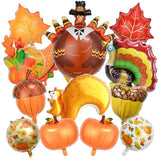 12 Pcs Thanksgiving Foil Balloons Turkey Pumpkin Leaf Squirrel Autumn Party Decor