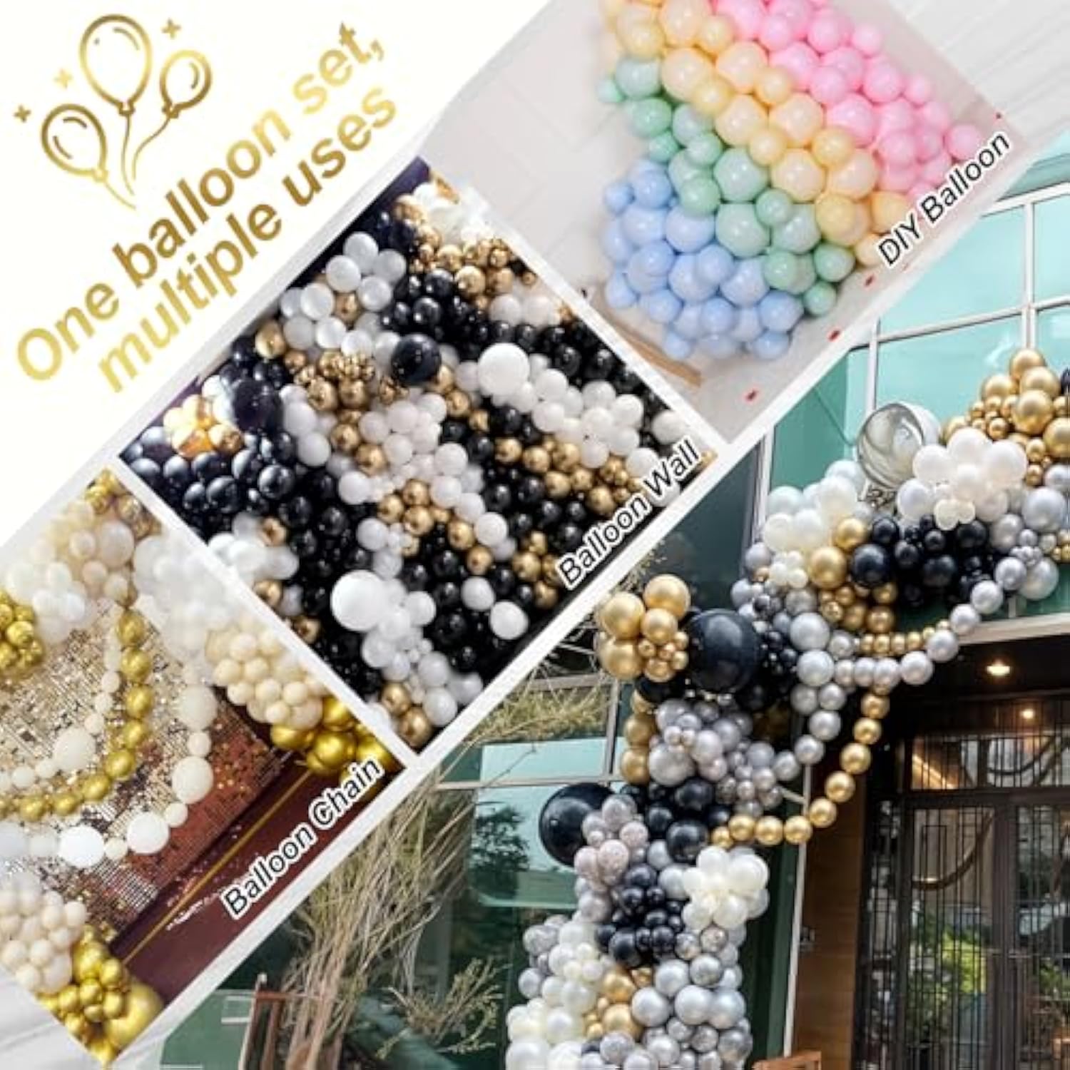 60-Piece Gold Quick Link Balloons for DIY Balloon Wall, Arch, and Party Decor