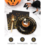 Party Supplies, Serves 50, White And Gold Dots Party Plates And Napkins With Plastic Forks, 7 White Paper Plates, Disposable Tableware For Wedding, Birthday, Graduation, Festivals