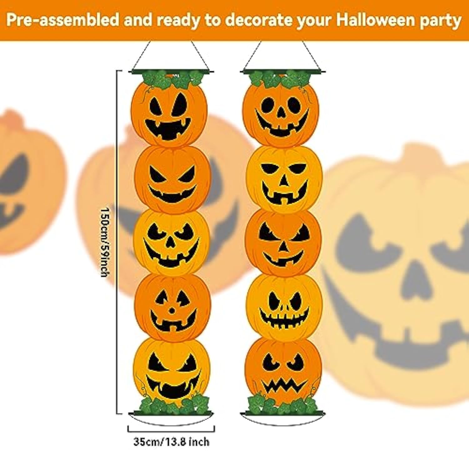 2pcs Halloween Pumpkin Porch Sign Trick or Treat Door Banner Hanging Party Decorations