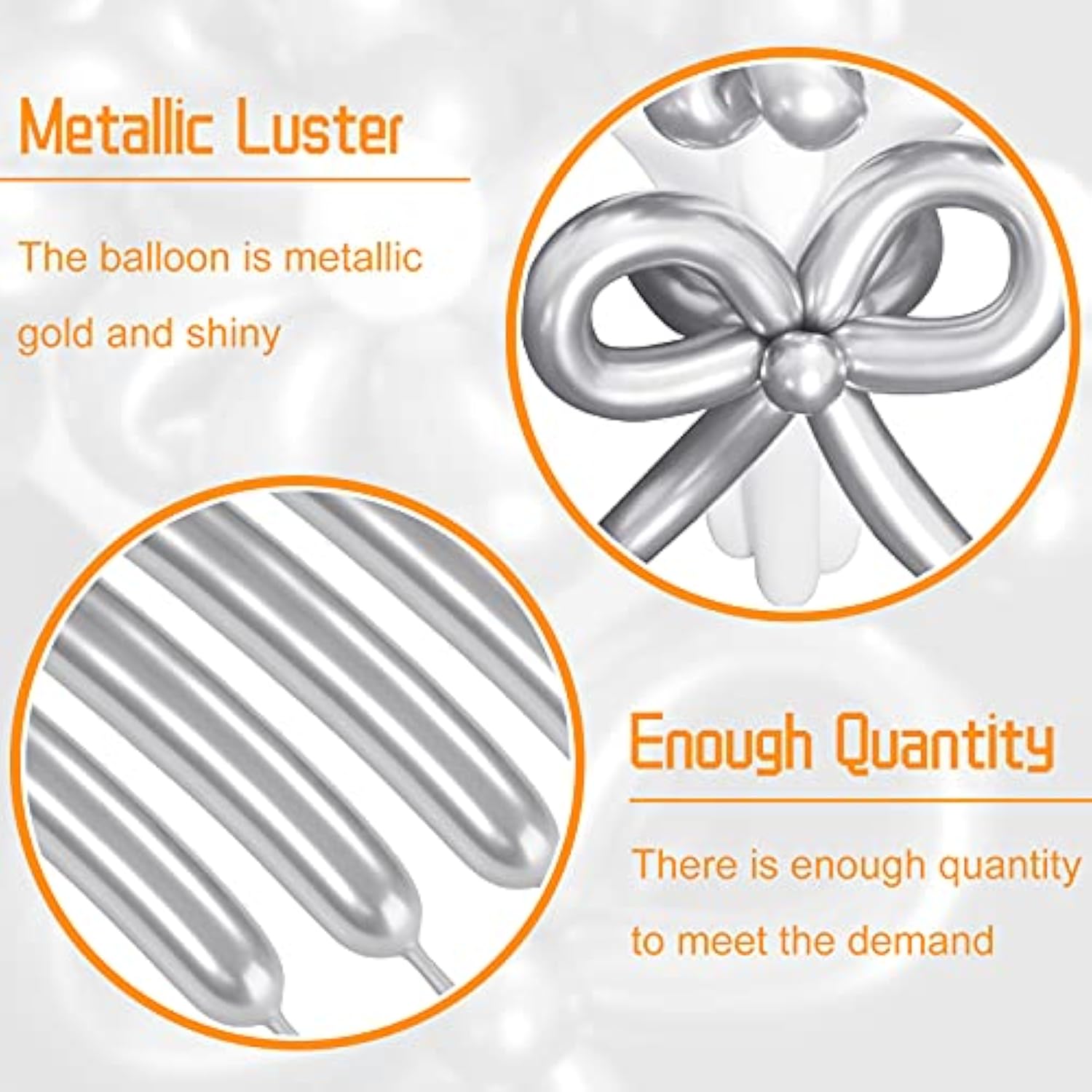 50-Pc Silver Metallic Twisting Balloon Set for DIY Party Decorations