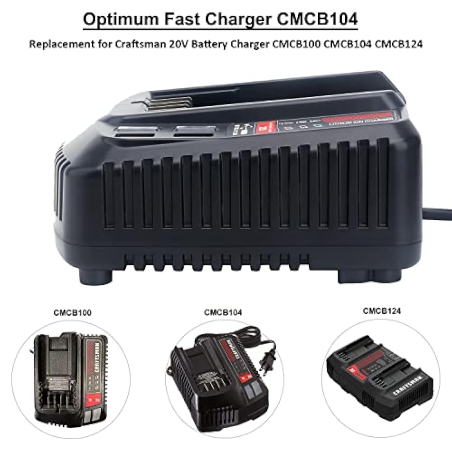 Replacement For 20V Craftsman V20 Lithium-Ion Battery Charger Cmcb100 Cmcb101 Cmcb124 Cmcb102 For Cmcb201 Cmcb202 Cmcb203 Cmcb204 Cmcb205 Cmcb209 Power Tool Batteries