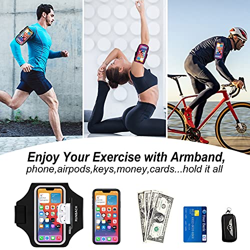 Armband For Iphone 17 Pro Max/16 Pro Max/16 Plus/15 Pro Max/15 Plus/Iphone 14,13,12,11 Pro Max/Xs Max,Water Resistant Sport Armband With Zipper Slot For Airpods And Keys (Black)