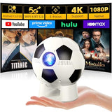 Soccer Fan'S Ultimate Native 1080P Projector With Built-In Apps, Bluetooth Projector With Dual Bond Wi-Fi 6, 180° Rotatable Integrated Stand, Gift For Big Soccer Match Supporters
