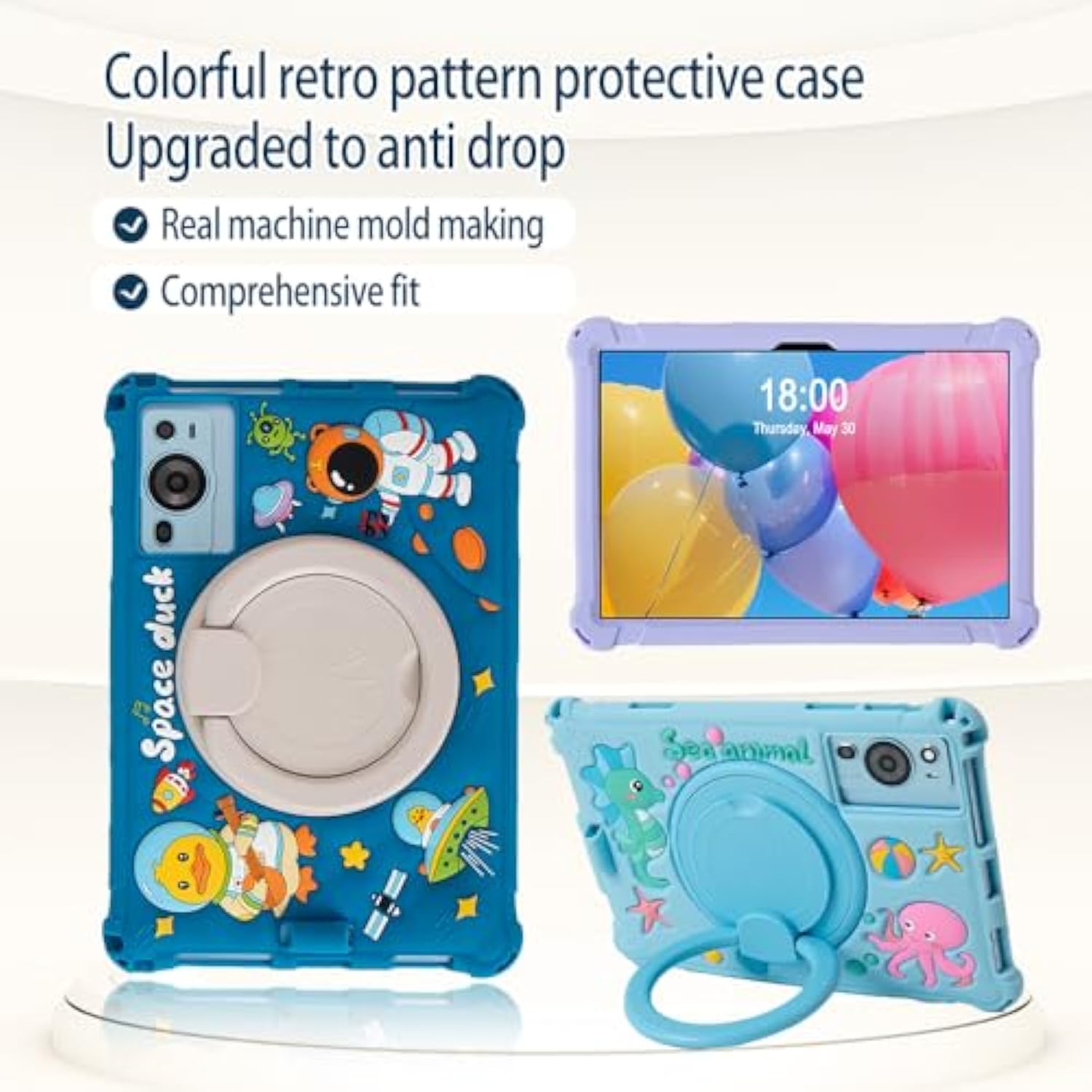 10.1Inch Android Tablet Case For Okaysea/Byybuo/Qunyico/Moderness/Plimptom/Onn/Apolosign/10.1Inch Tablet Universal Cute 3D Cartoon Case (Pink Insects)