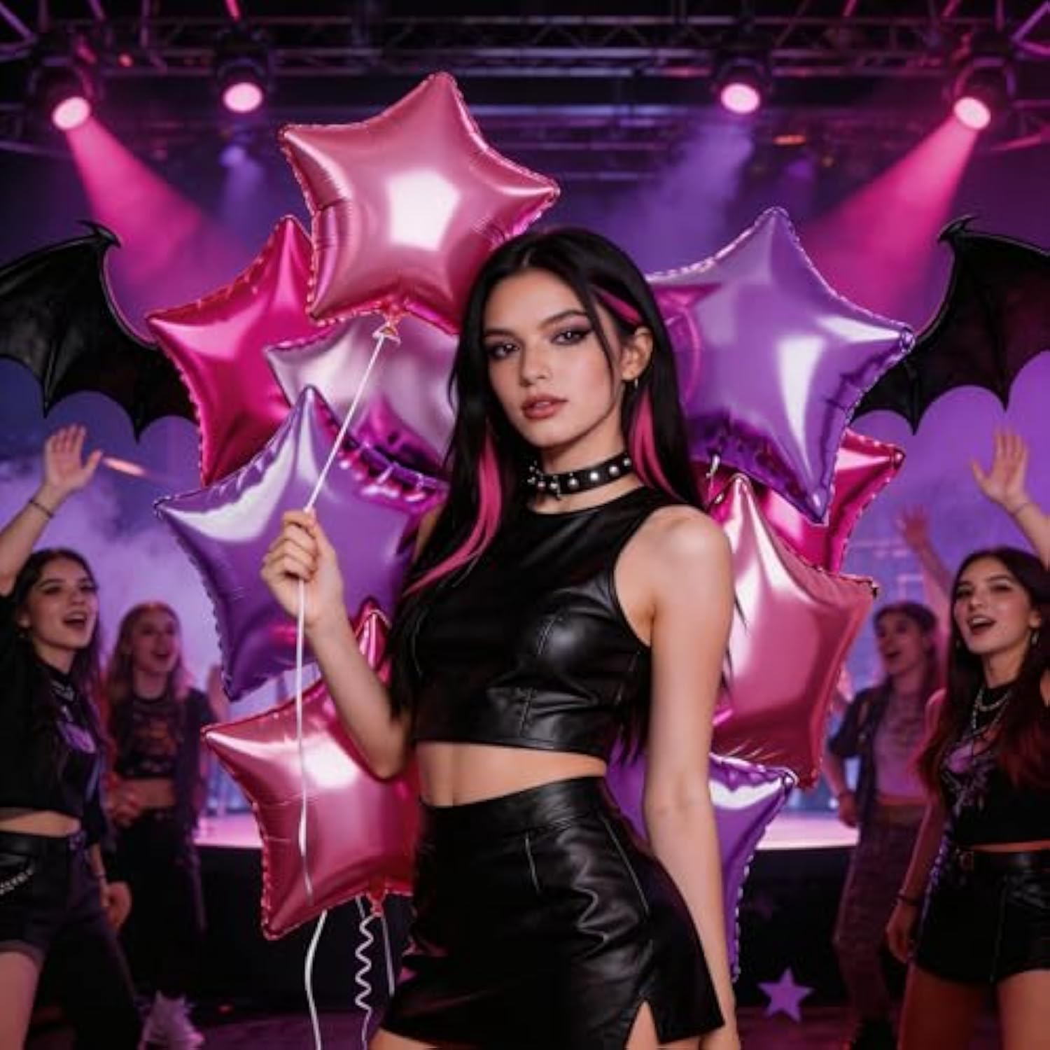 Purple Pink Star Foil Balloons Set, 18 Inch 12 Pcs Lavender Pink Pentagram Aluminum Foil Balloons Hot Pink Purple Stars Shape Mylar Helium Balloons For Girls Women Birthday Wedding Baby Shower