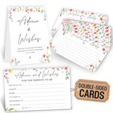 Baby Shower Advice Cards For Parents To Be - 50 Pcs Advice And Wishes Cards For Wildflower Baby Shower Decorations Ideas, Words Of Wisdom For New Parents