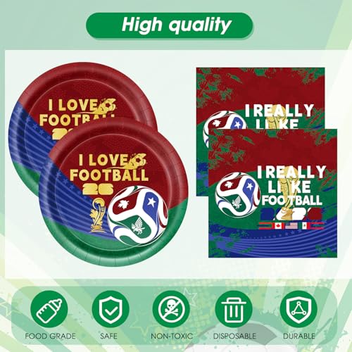 41Pcs Soccer Party Decorations 2026 Soccer Party Supplies Football Soccer Theme Plates Napkins Tablecloth,for Watch Party Game Day Kids Birthday Global Soccer Celebration Supplies