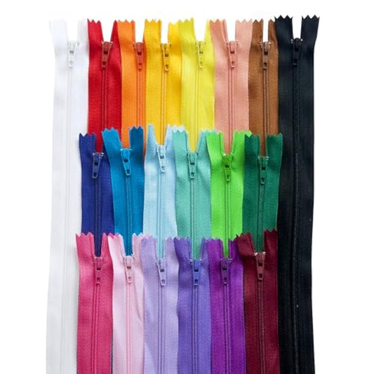 Nylon Zippers For Sewing Crafts | 5 Sizes Bulk Zipper | 100 Pcs/Pack (