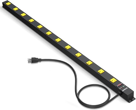 Heavy Duty 12 Outlet Surge Protector Power Strip 4FT Extension Cord 2100J Wide Spaced Wall Mount