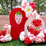 148Pcs Strawberry Balloons Garland Arch Kit For Berry First Birthday Decor, Strawberry And Daisy Foil Pastel Balloon Arch For Valentine'S Day Baby Showers Strawberry Shortcake Birthday Decorations