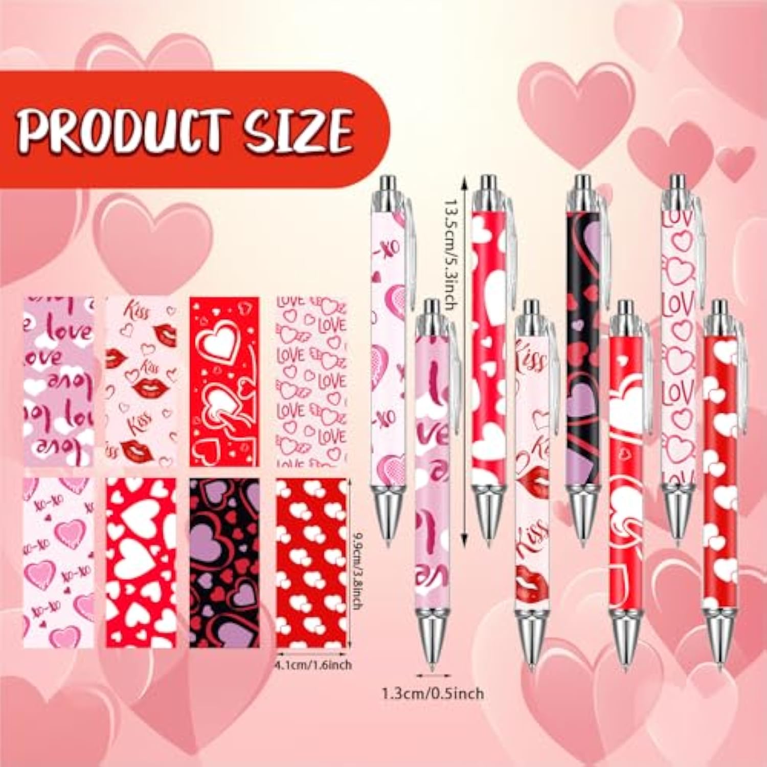 24Pcs Valentine'S Day Heart Shape Pens Bulk Cute Retractable Decorative Pens 0.5 Mm Stationary Supplies For Office School Wedding Party Gifts