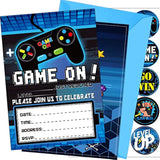 24 Pcs Video Game Invitations Fill-In Gamer Invitations With Envelopes Gaming Party Cards Decorations Double-Sided Printed Video Party Supplies For Boys Kids Birthday Decor(Classic Style)